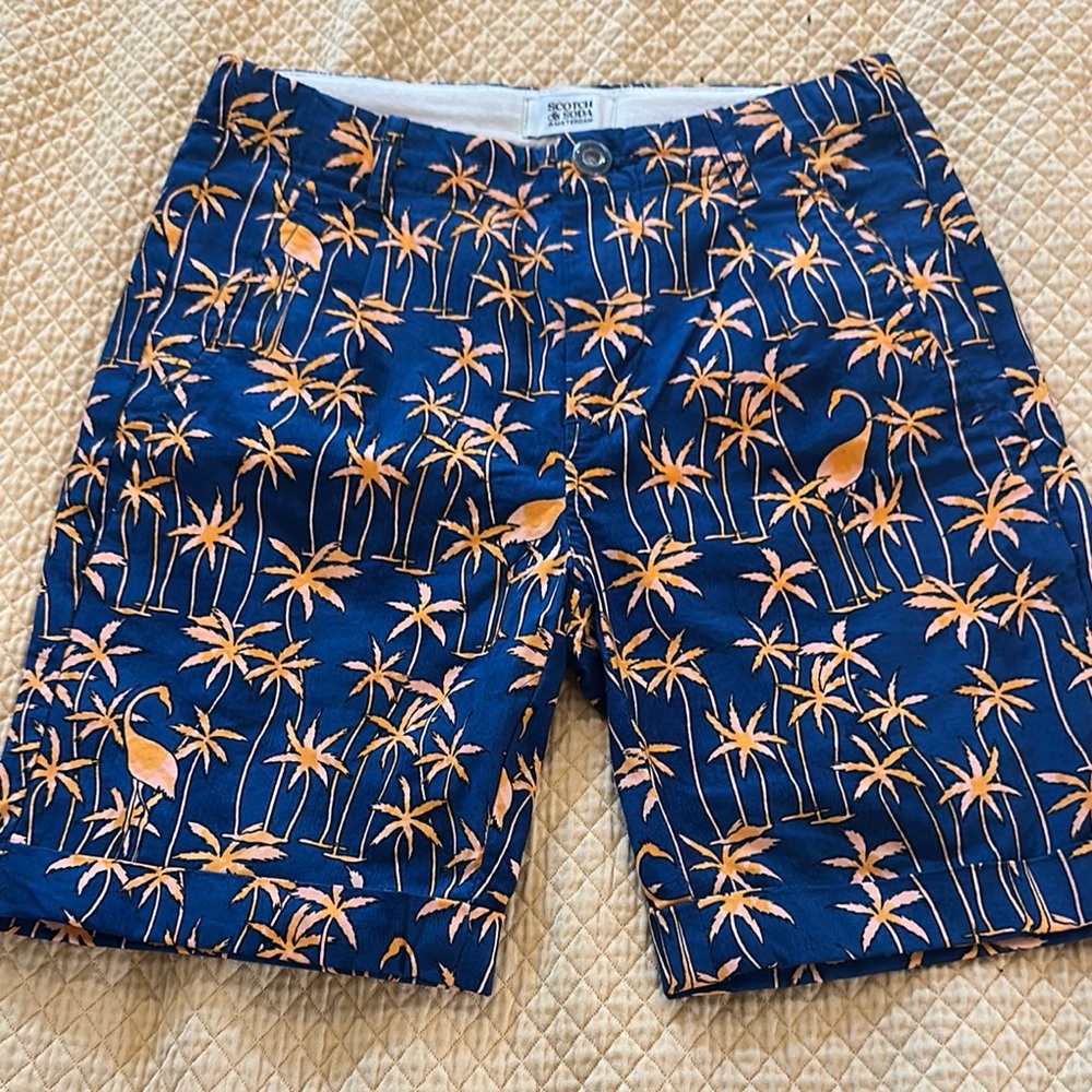 Navy Blue Palm Tree Print Shorts- Scotch & Soda -Size 10 Like new